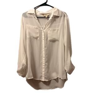 Decree sheer white blouse button up